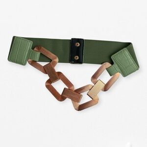 Green and Gold Chain stretch waist dress Belt